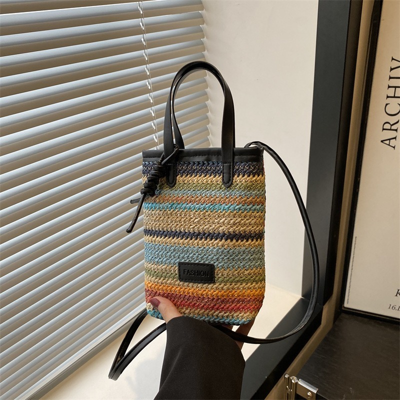 Woven Straw Bag - Retro Straw Shoulder Bag Mobile Phone