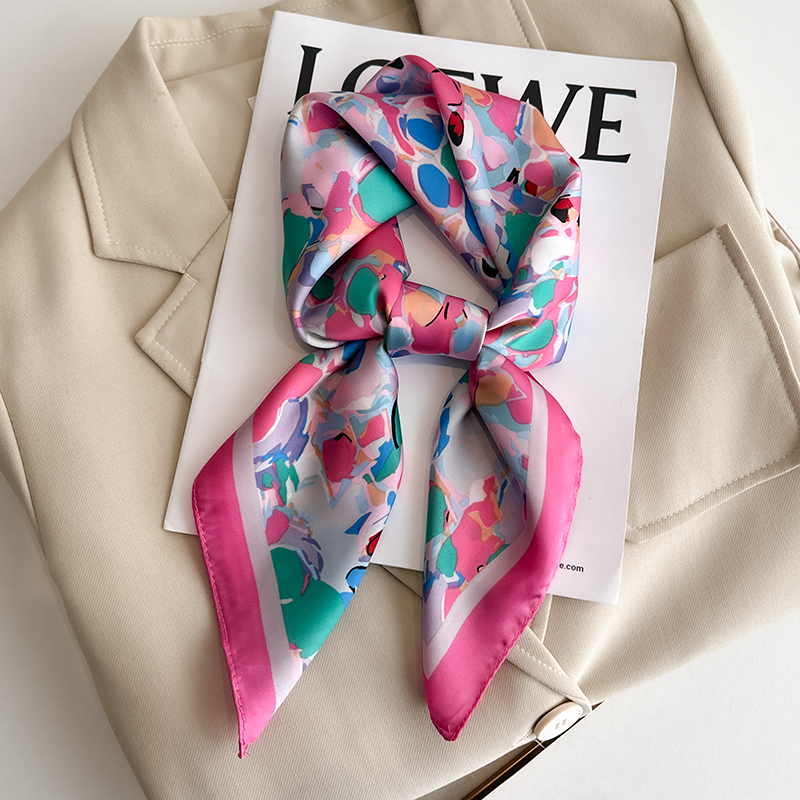 Women Bags Online - Luxury Floral Print Square Silk Scarf