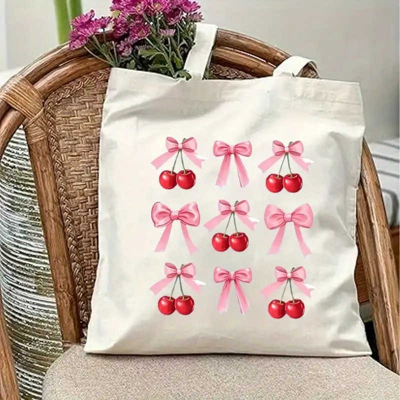 Canvas Tote Bag with Cherry Bo - Shopper Tote Canvas 리뷰 및 가격