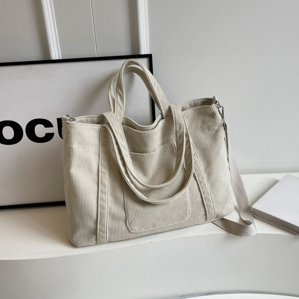 Temperament Solid Color Cordur - Shopper Tote Canvas 리뷰 및 가격