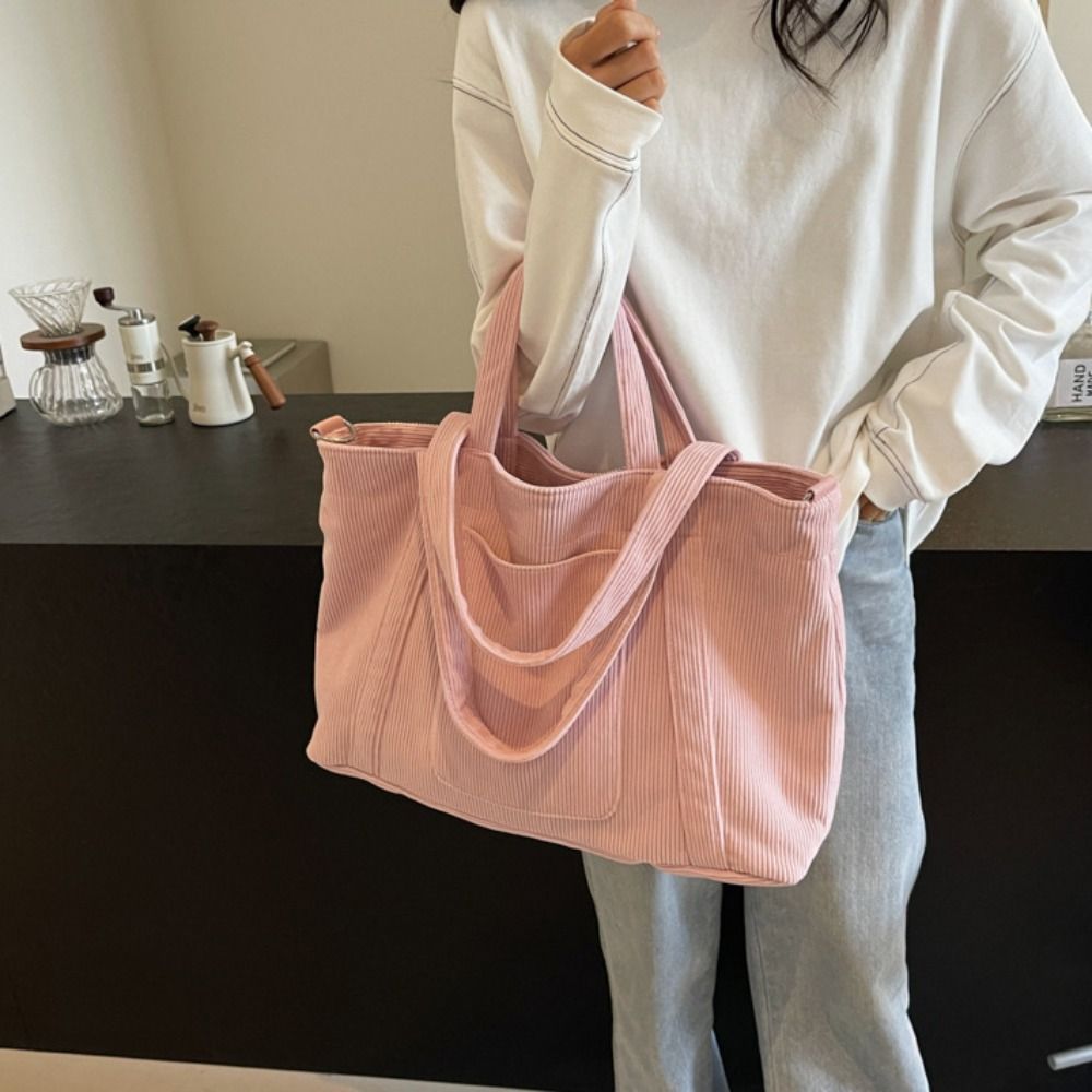 Temperament Solid Color Cordur - Shopper Tote Canvas 리뷰 및 가격