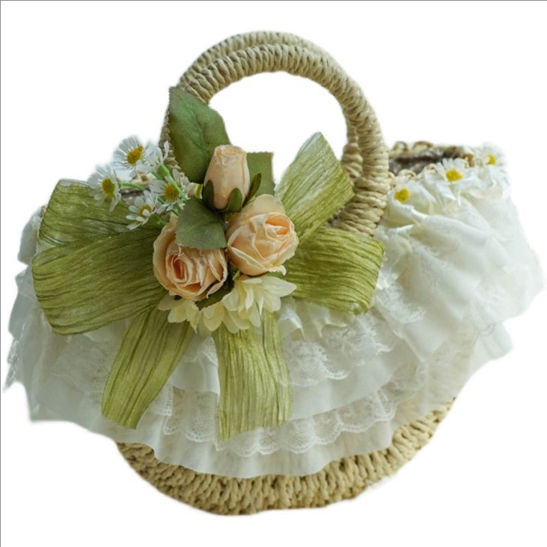 Country-style Lolita lace stra - Woven Straw Bag 리뷰 및 가격