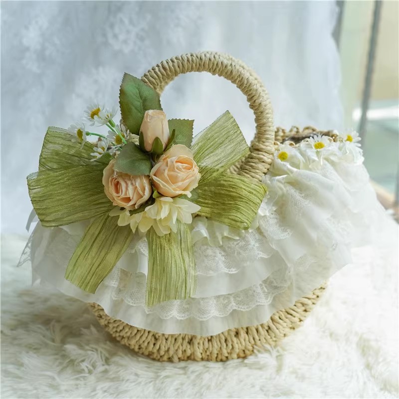 Country-style Lolita lace stra - Woven Straw Bag 리뷰 및 가격