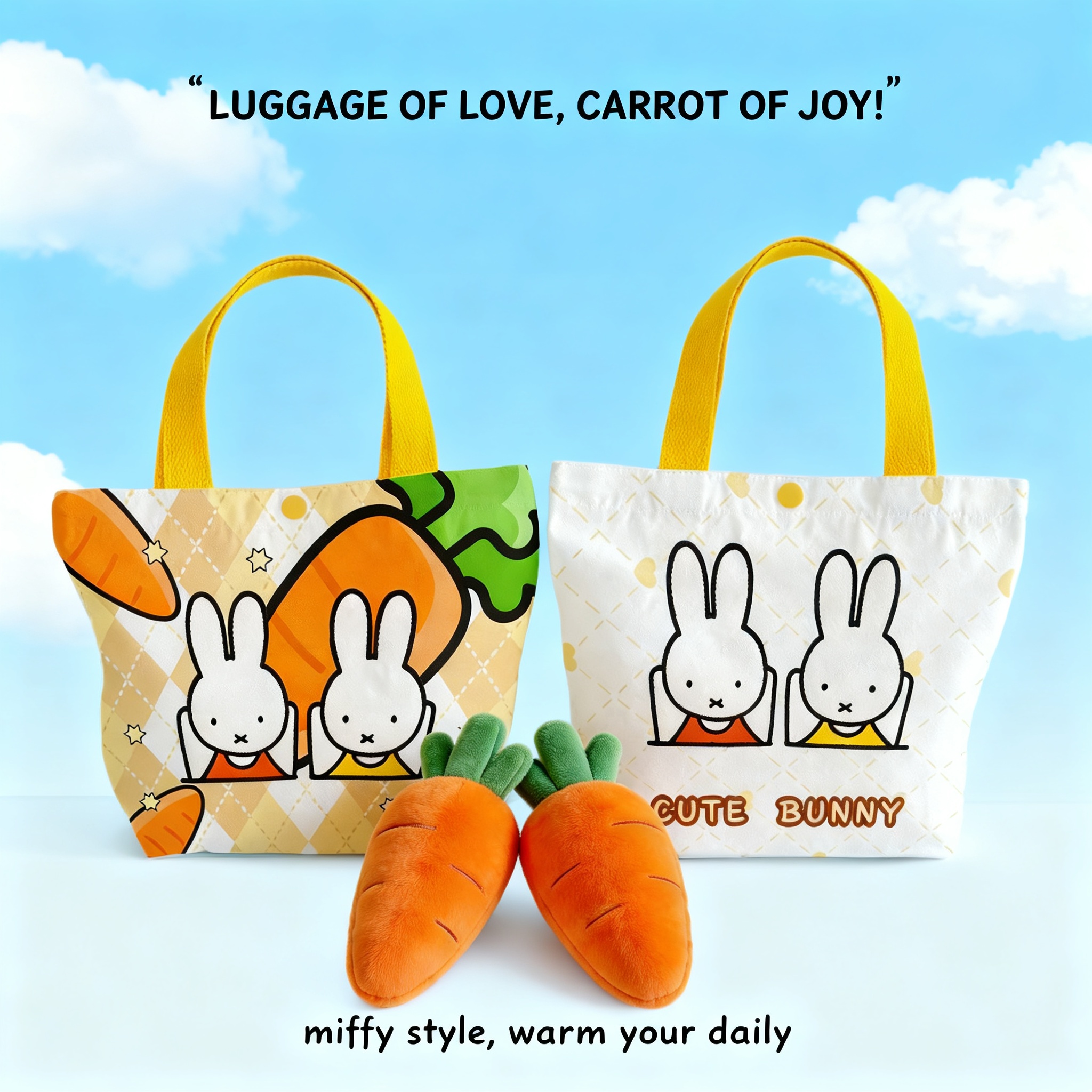 Creative Cartoon Miffy Rabbit  - Shopper Tote Canvas 리뷰 및 가격