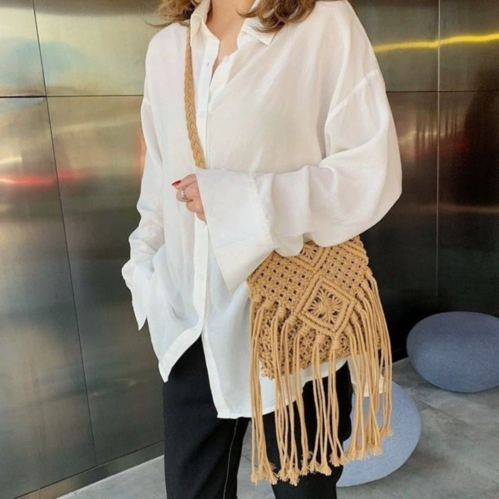 Ethnic Style Woven Straw Bag S - Woven Straw Bag 리뷰 및 가격