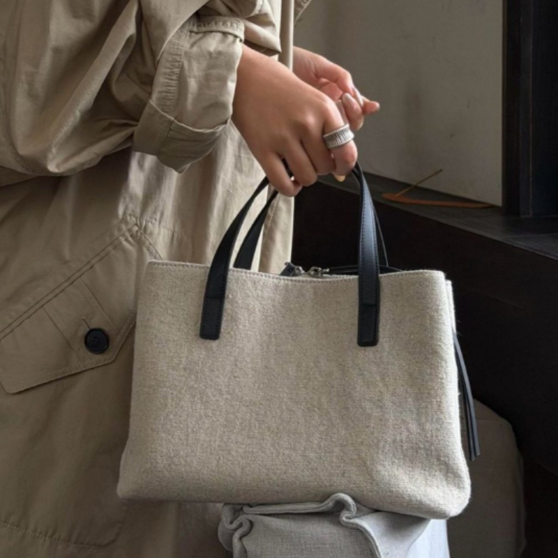 Suede Canvas Color-block Tote  - Shopper Tote Canvas 리뷰 및 가격