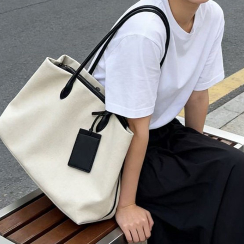 Suede Canvas Color-block Tote  - Shopper Tote Canvas 리뷰 및 가격