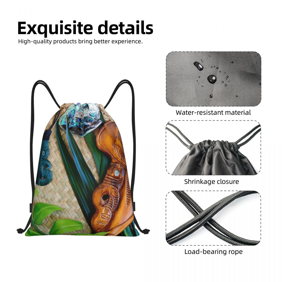 NZ Maoris Theme Drawstring Bag - Women Bags Nz 리뷰 및 가격
