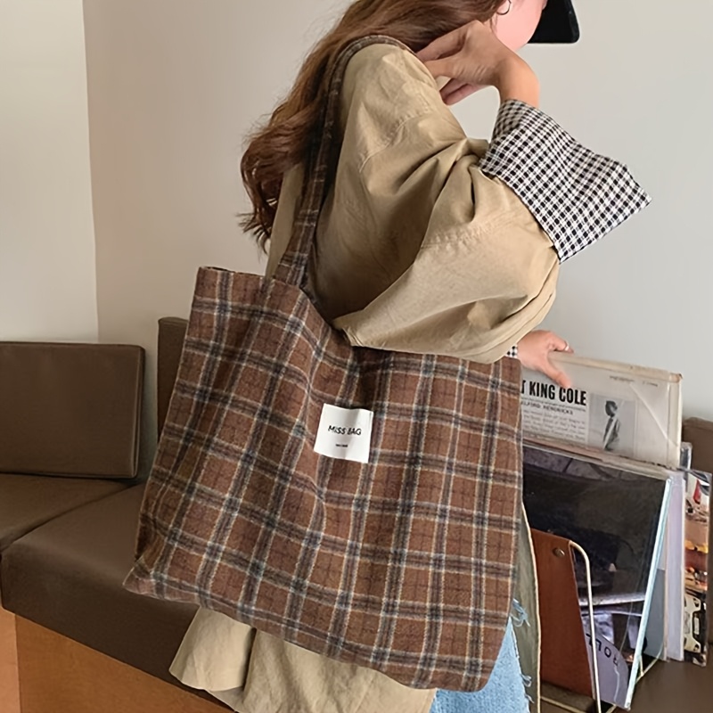 Autumn and winter checkered to - Shopper Tote Canvas 리뷰 및 가격