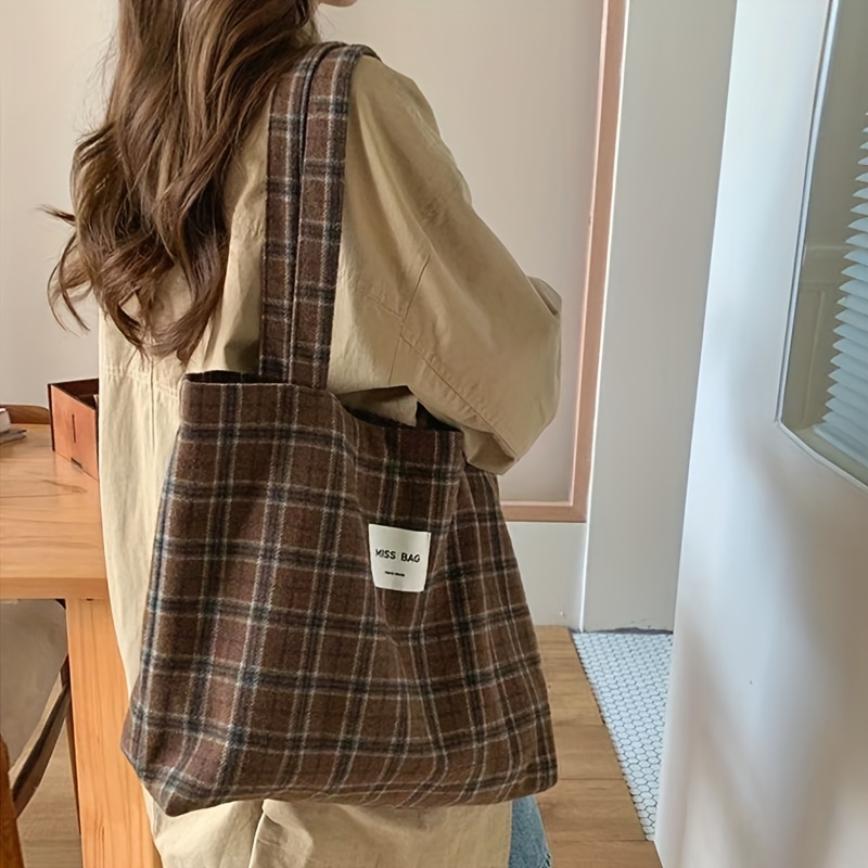 Autumn and winter checkered to - Shopper Tote Canvas 리뷰 및 가격