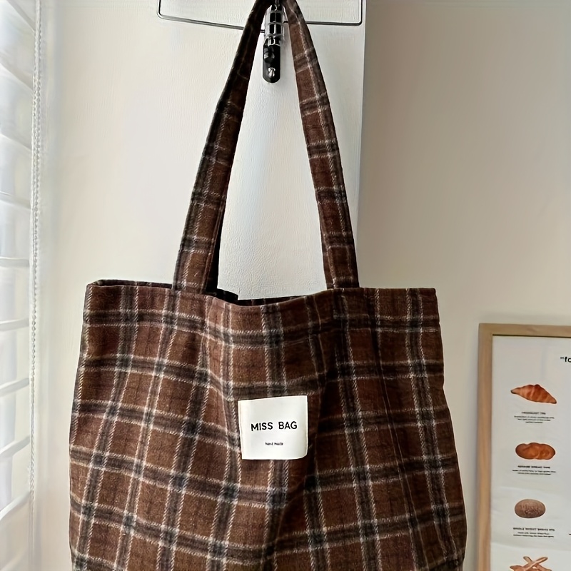 Autumn and winter checkered to - Shopper Tote Canvas 리뷰 및 가격