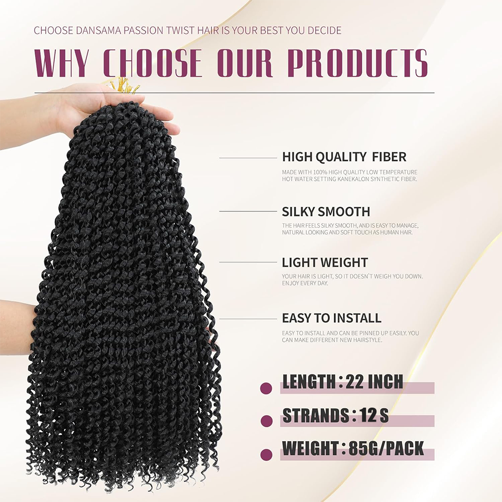 Passion Twist Crochet Hair 22I - Women Bags Pack 리뷰 및 가격