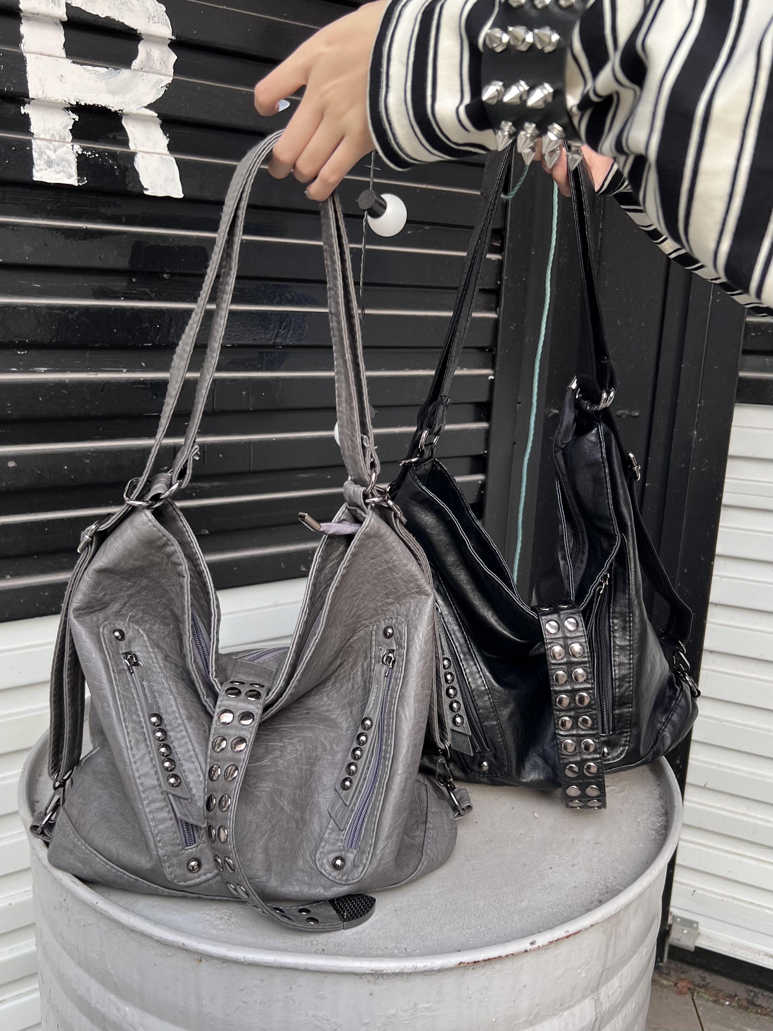 Retro Rivet Spice Girl Handbag - Women Bags With Laptop Compartment 리뷰 및 가격