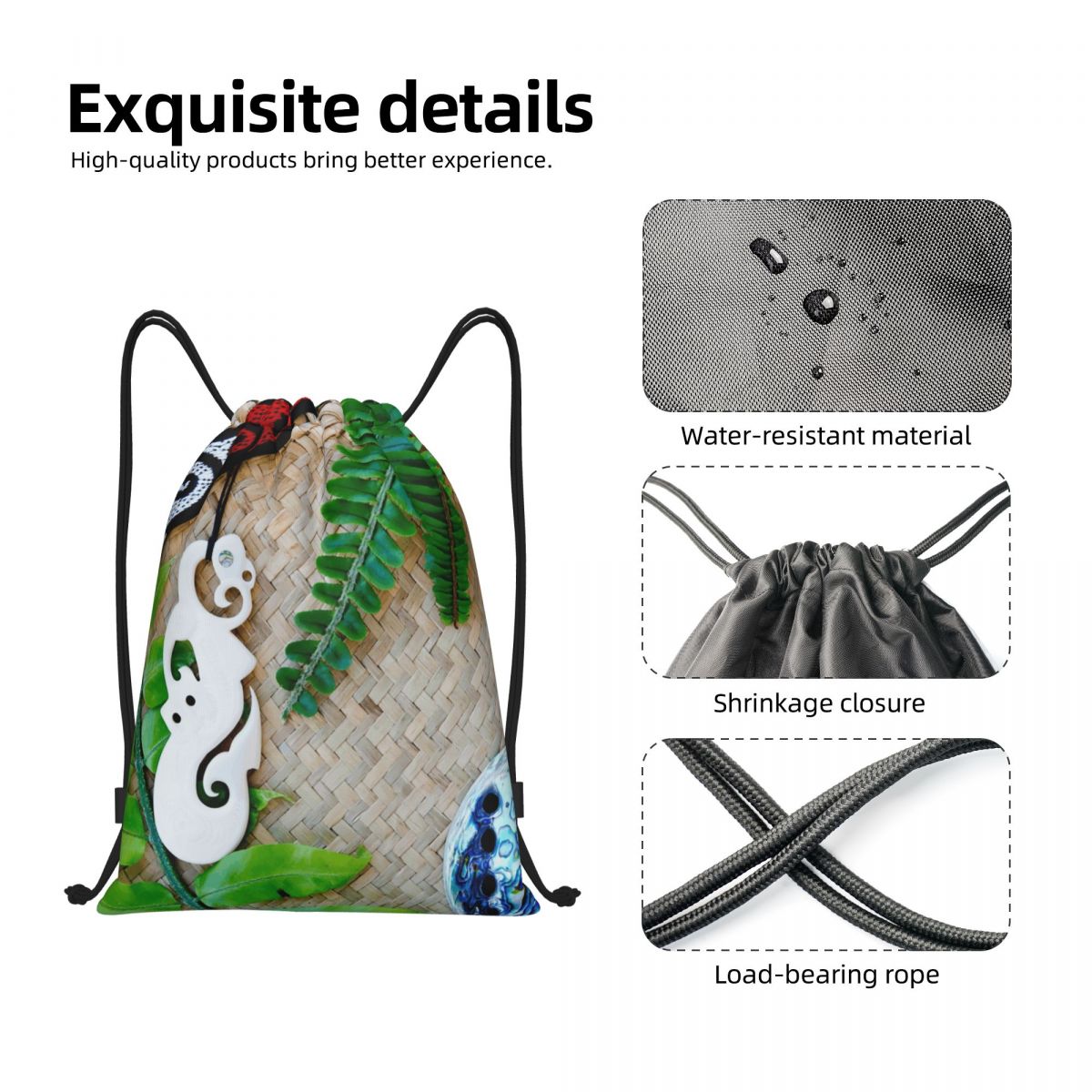 NZ Maoris Theme Drawstring Bag - Women Bags Nz 리뷰 및 가격
